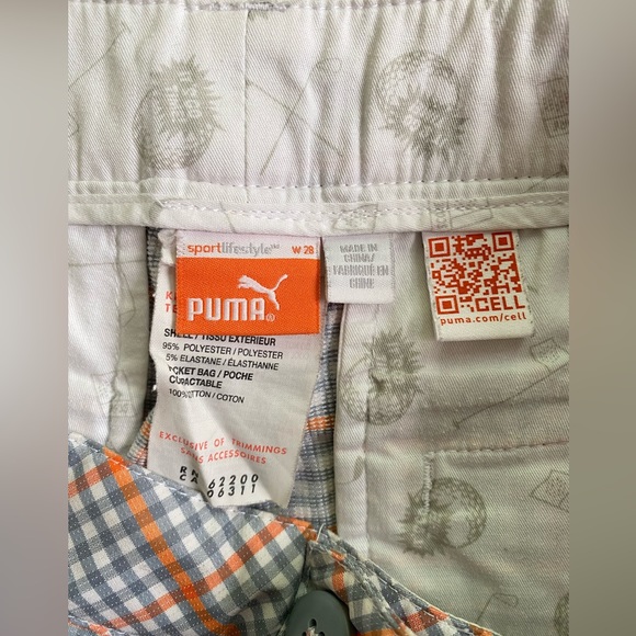 Puma DryCell Men’s Shorts Size 28 Plaid Gray Orange. 4 pockets. Golf or casual. - Picture 6 of 10